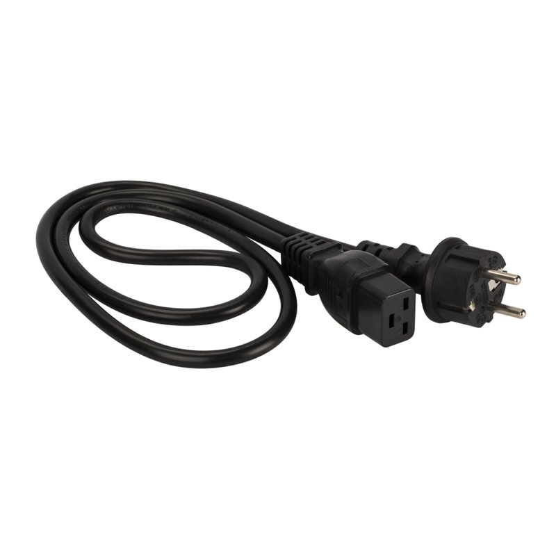 Шнур питания Schuko–C19 LANMASTER LAN-PP19/SH-2.0-BK, 3х1,5 мм², 16 А, 2 м, черный