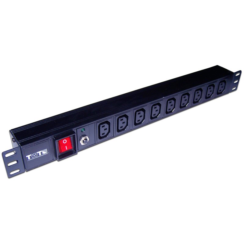Блок розеток 19" 1U LANMASTER TWT-PDU19-10A9C3, 9xC13, 10 А, выключатель, вход C14