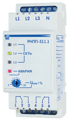 Реле напряжения, перекоса и последовательности фаз РНПП-311.1
